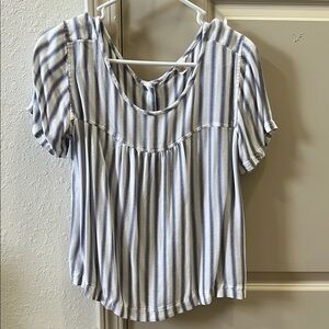 White and Blue Striped Blouse